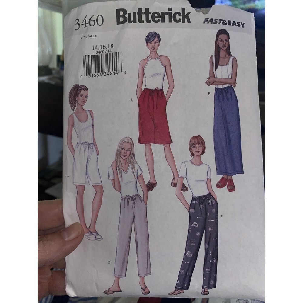 Vintage Butterick 3460 Skirt Pants Shorts Sewing Pattern Size 14-18 Cut Size 16
